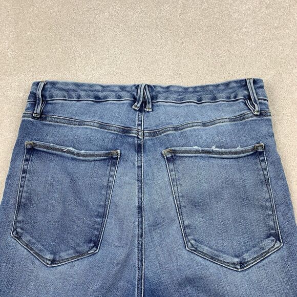 Good American Jeans Womens 15 Blue Wide Flare Leg Distressed Stretch Denim - Picture 3 of 15